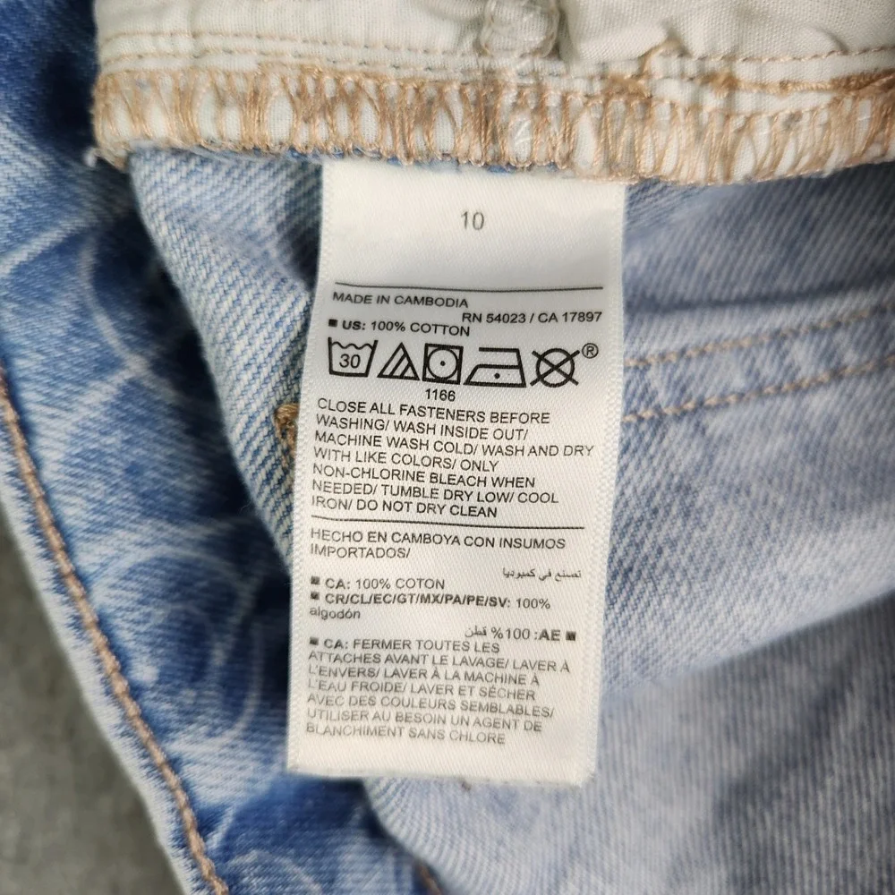 Old Navy Jeans Girls 10 Blue Smiley Face High Rise Built-In Tough Baggy Wide Leg